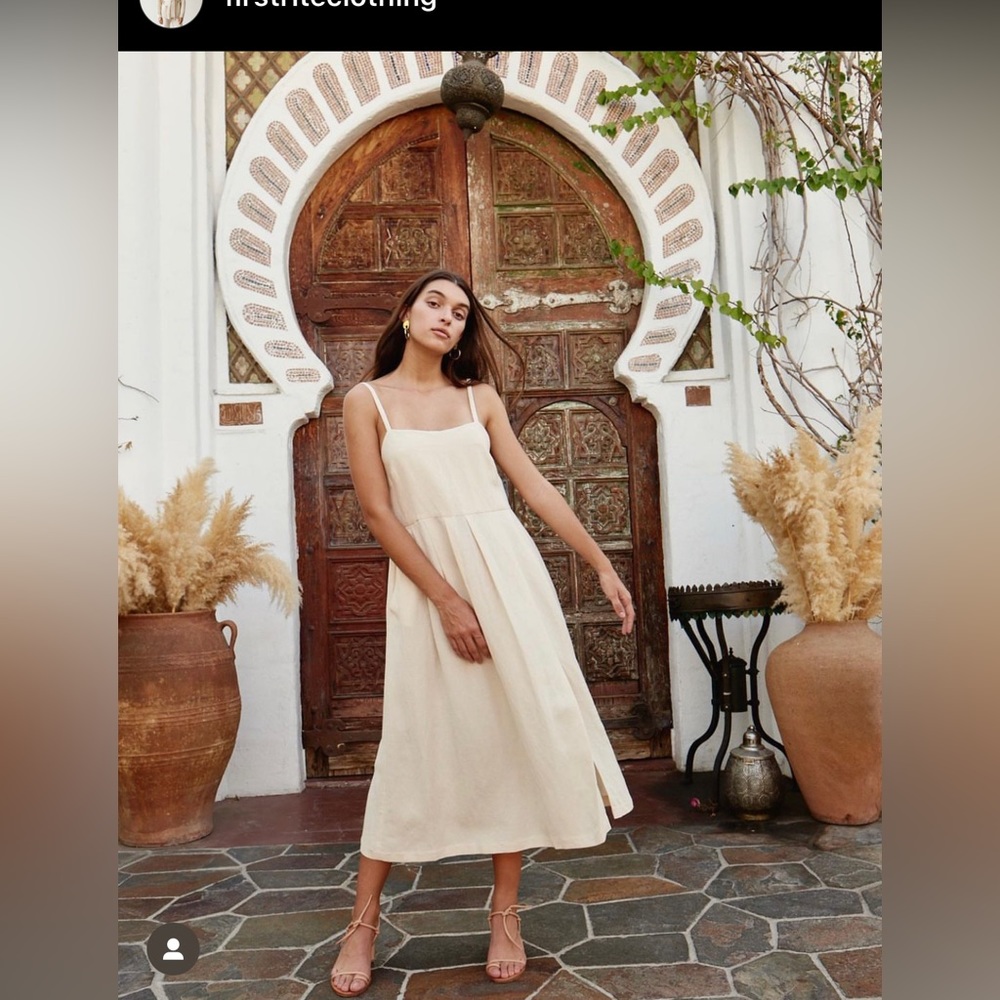 First Rite Pleated Dress, Medium, Bone NWT
